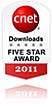 CNET Download.com Five Star Award 2011